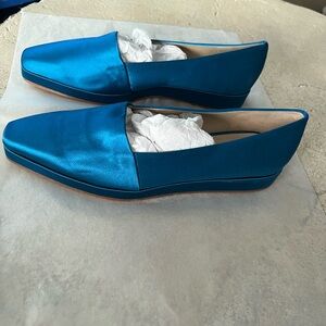 Theory Teal/Aqua Satin Women's Loafers… Size 40/9.5/10 MEDIUM.